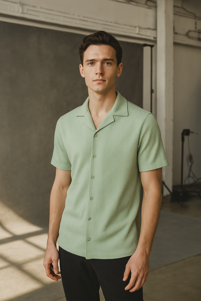 Men's White Cuban Collar Shirt